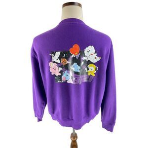 BT21 Space Squad Sweatshirt L Stkr Japan Crewneck Purple Cartoon‎
